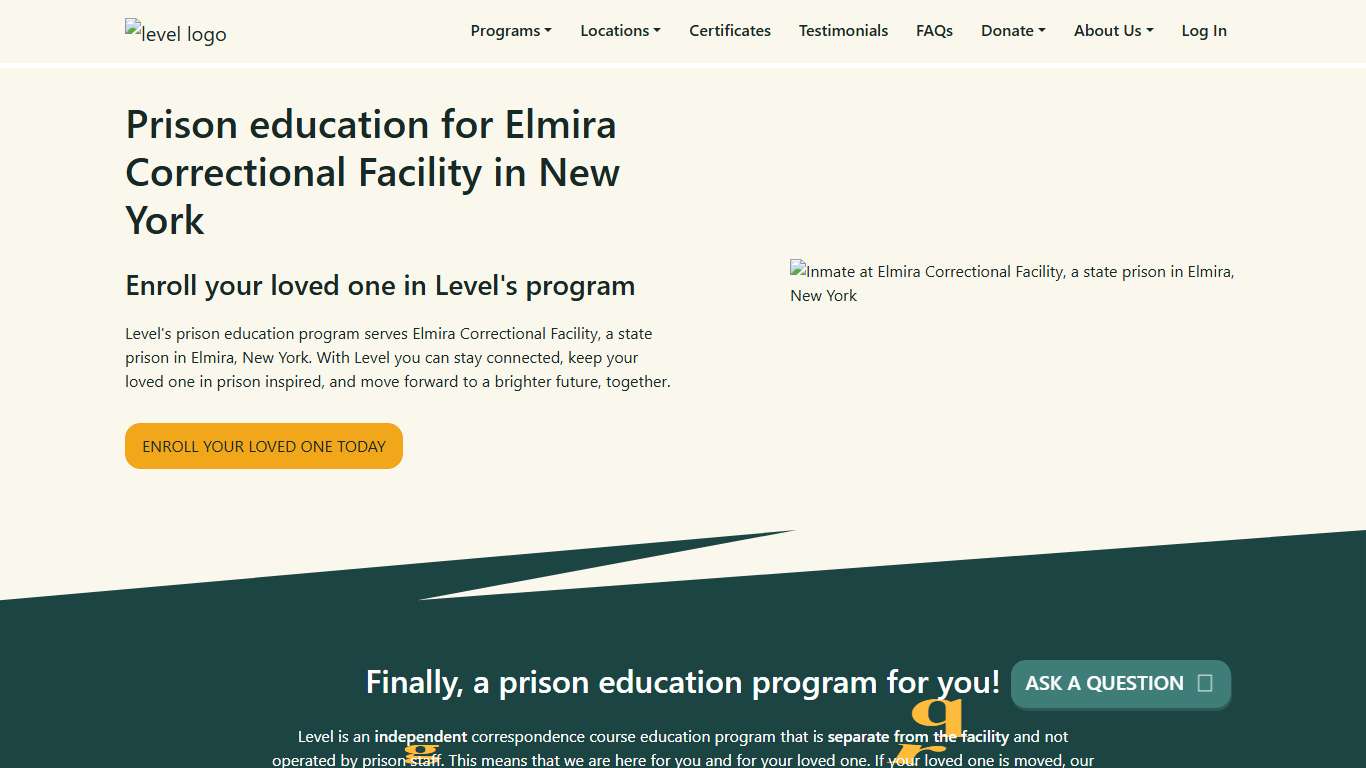 Prison Education For Elmira Correctional Facility - Level